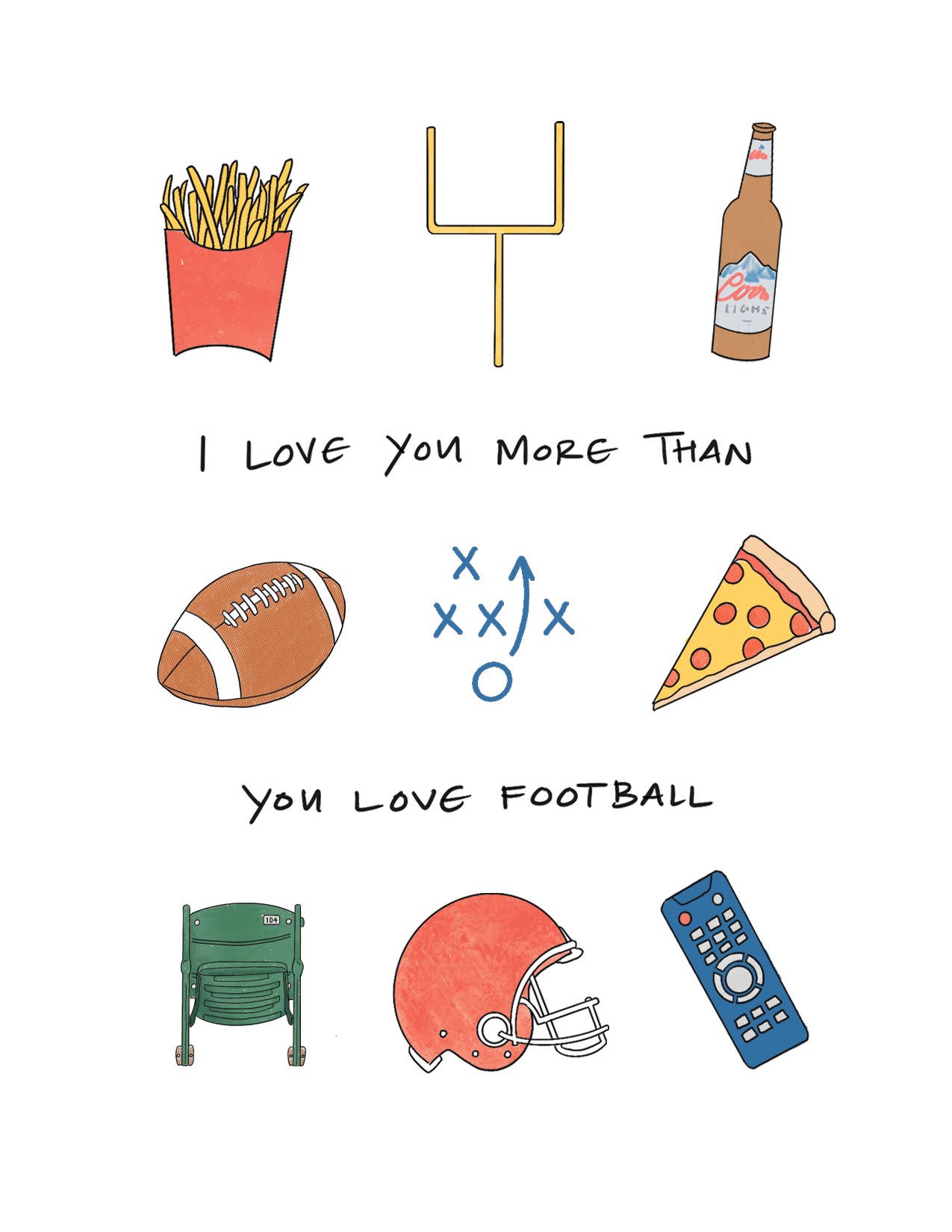 I Love You More Than Football | Valentine's Card