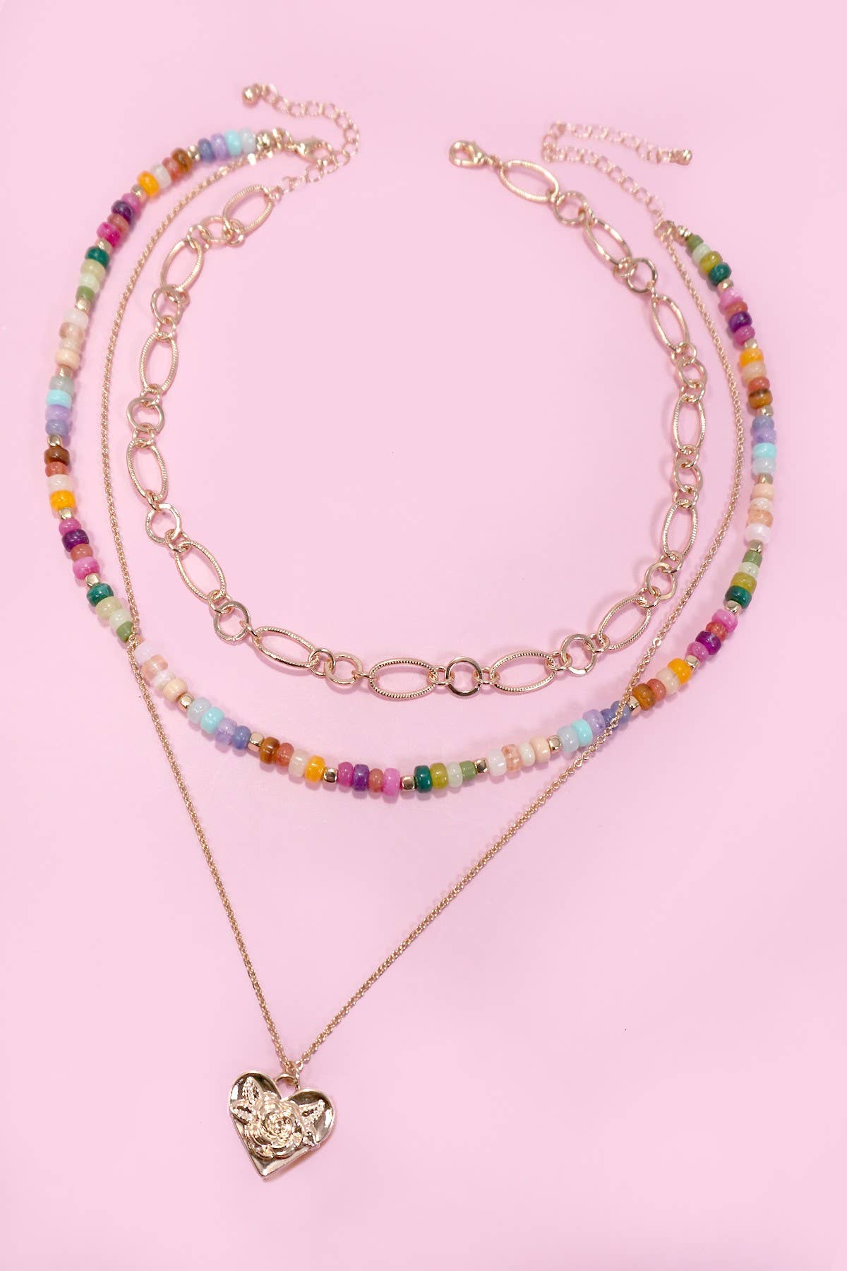 Beaded Heart Layered Necklace