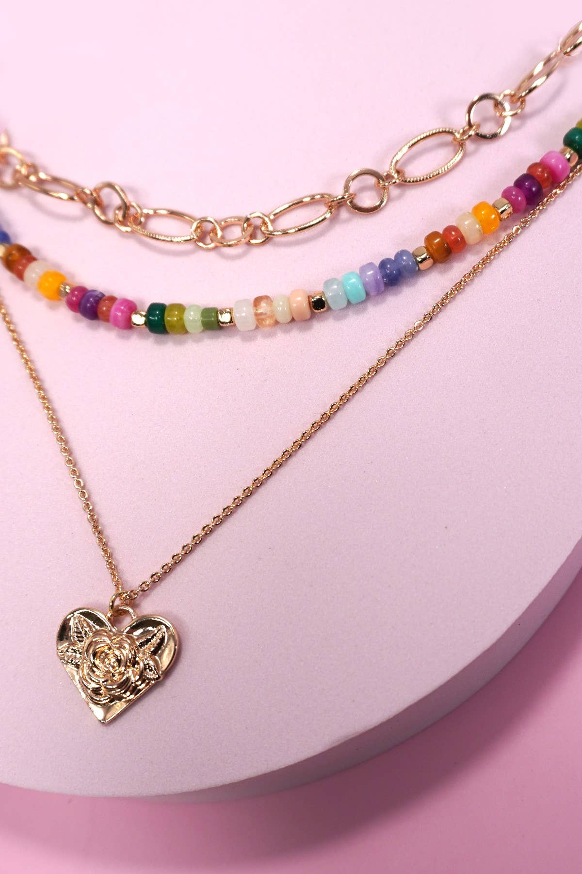 Beaded Heart Layered Necklace