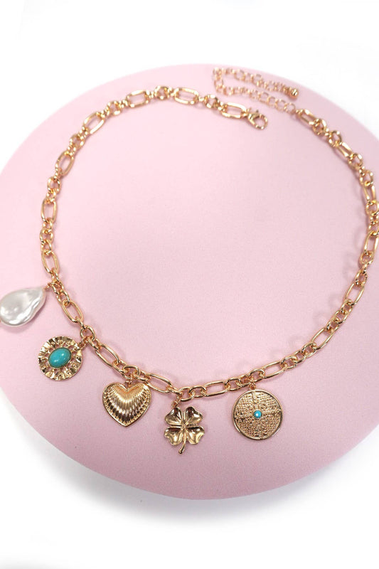 Boho Turquoise Charm Necklace