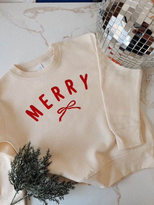 Merry Bow | Youth & Adult Matching Crewneck
