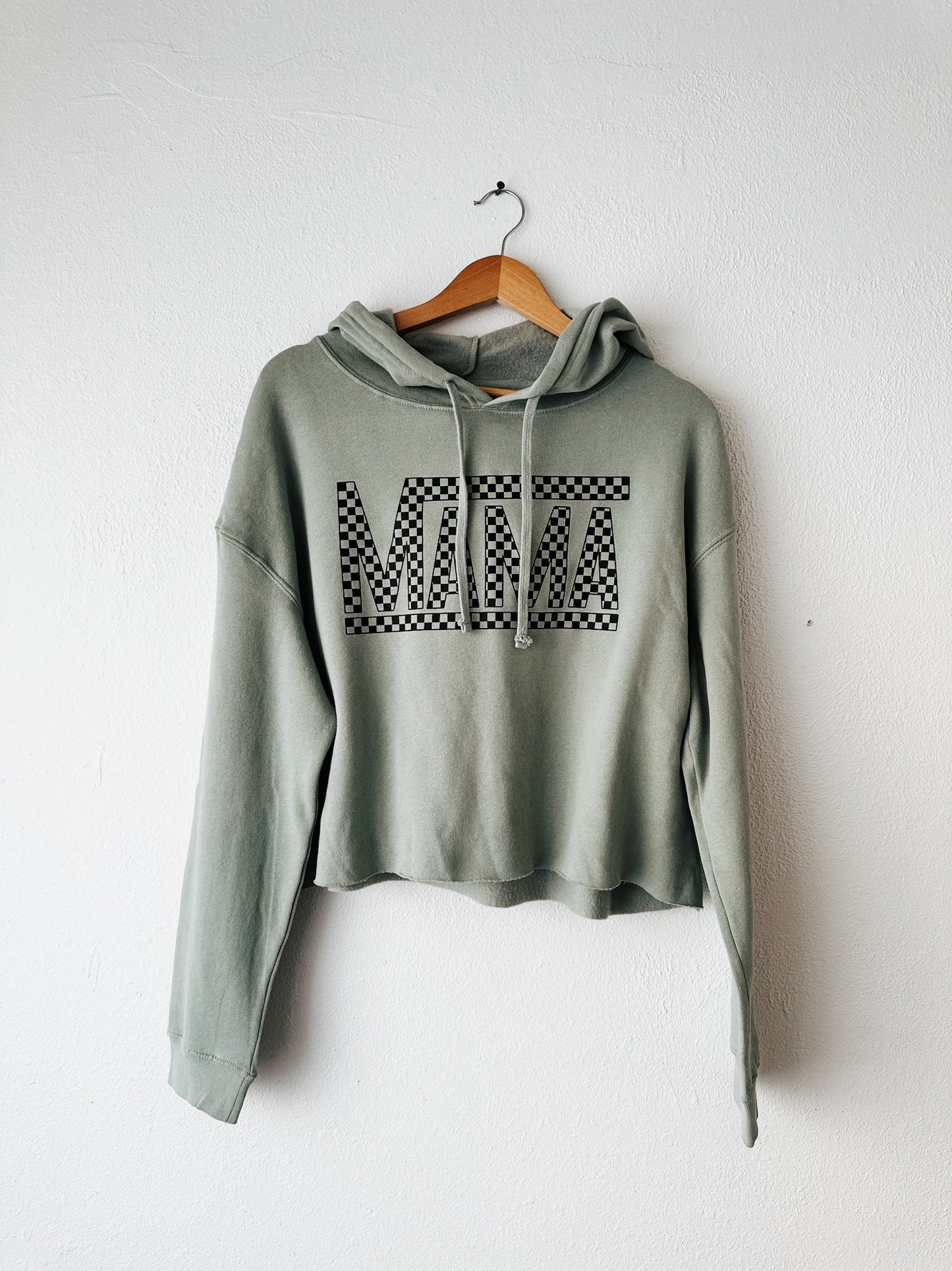Mama Checkered | Crop Graphic Hoodie