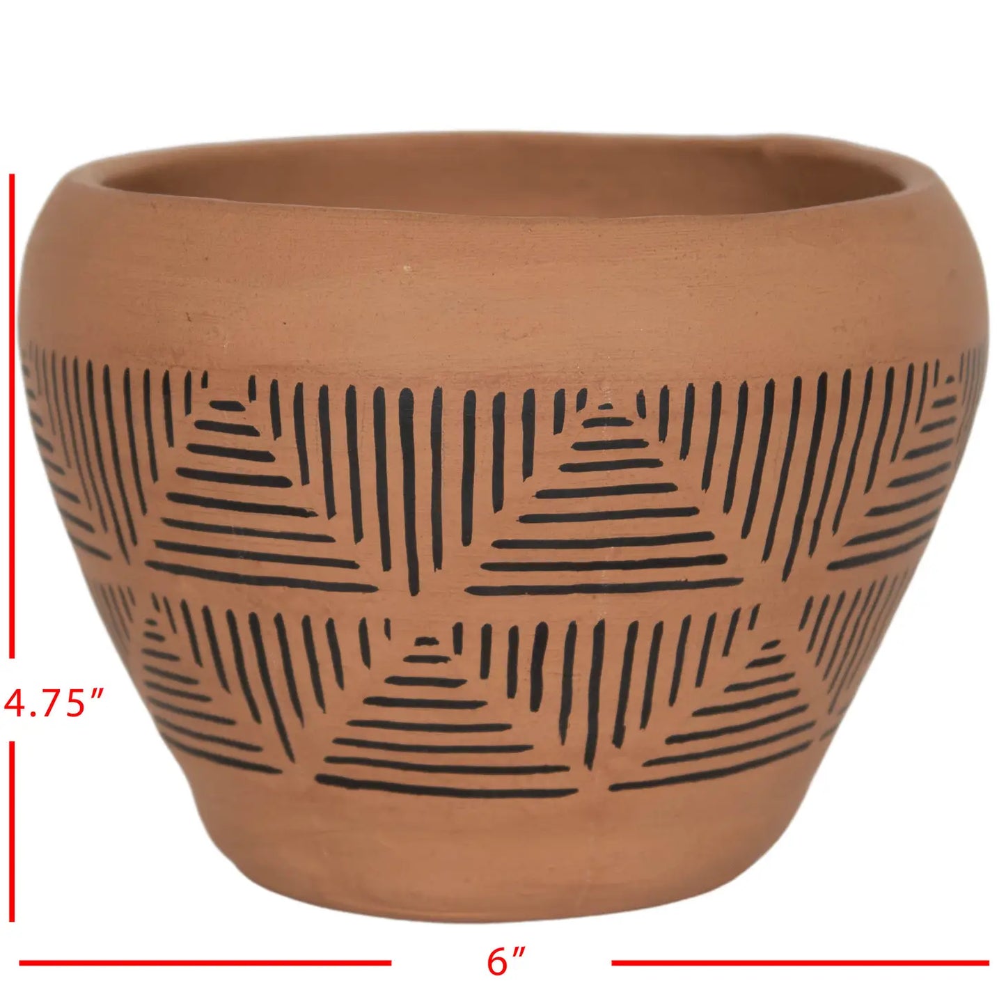 Terracotta Painted Lines Planter