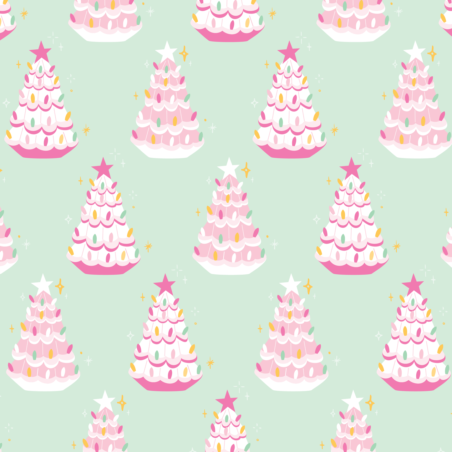 Pink Retro Trees | Wrapping Paper