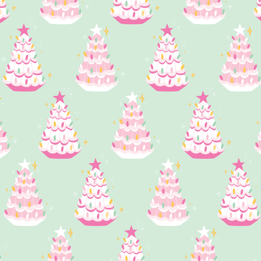 Pink Retro Trees | Wrapping Paper