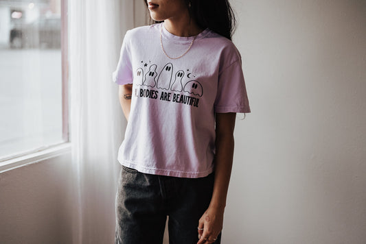 All Bodies are Bootiful Long Crop Graphic Tee