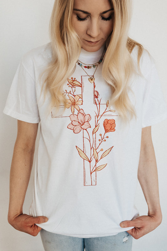 Floral Cross | Adult Graphic Tee