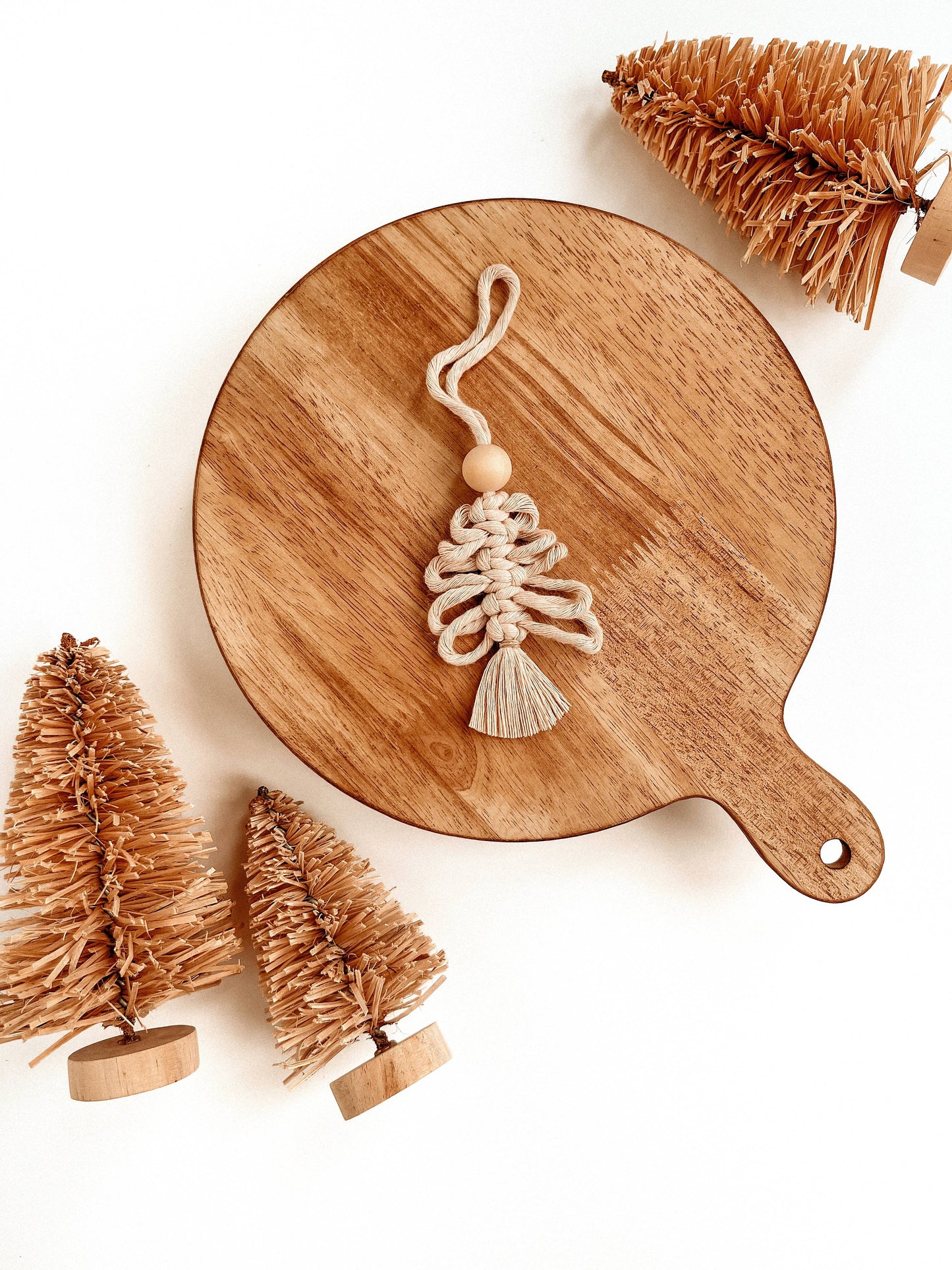 Macrame Ornament | Christmas Tree Boho Holiday Decor: White