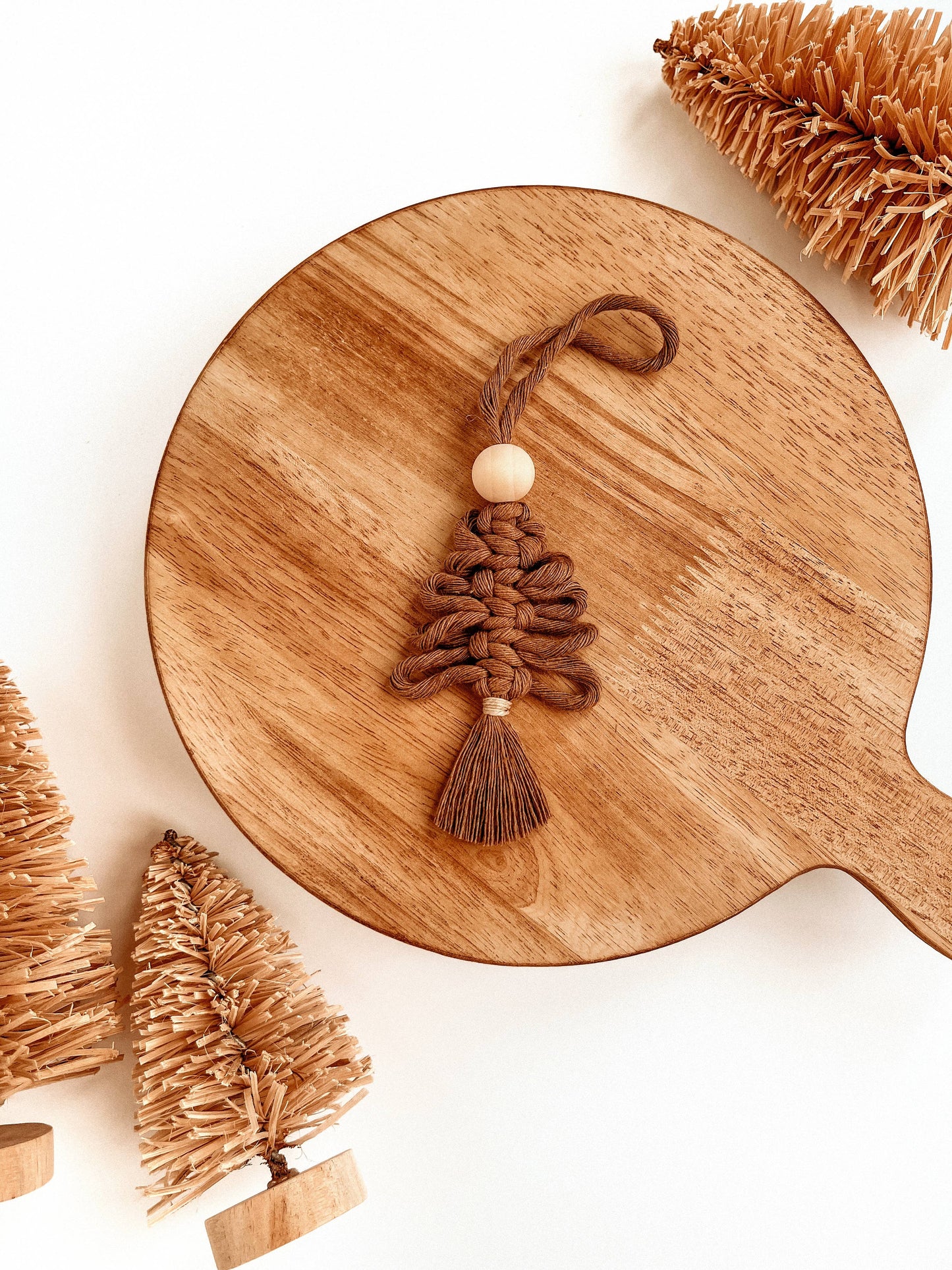 Macrame Ornament | Christmas Tree Boho Holiday Decor: White