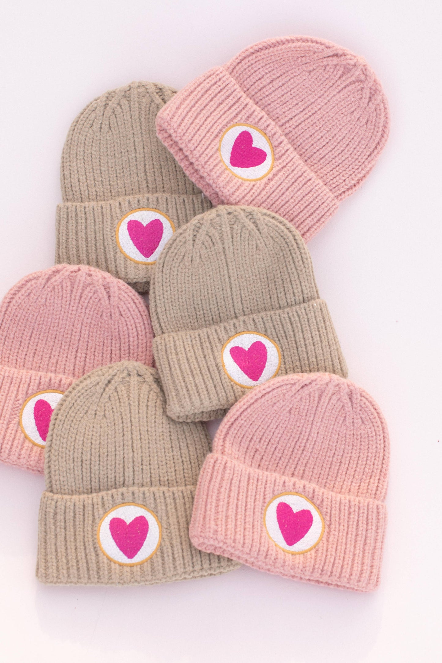 Kids Heart Knit Beanies