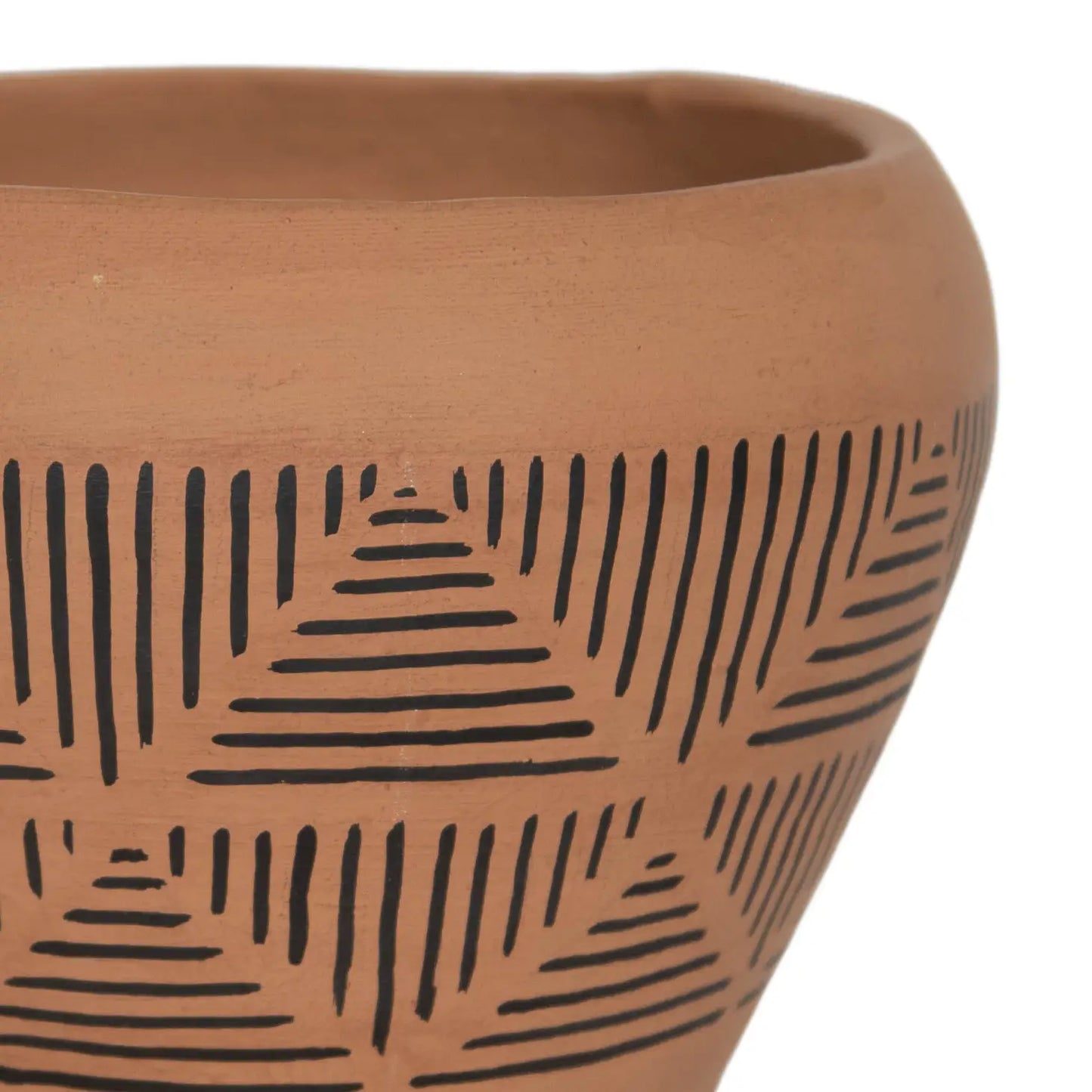 Terracotta Painted Lines Planter