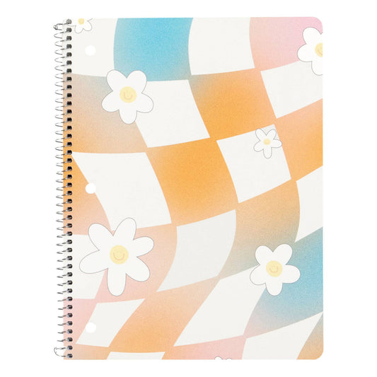 Wavy Daisy Checkerboard Spiral Notebook