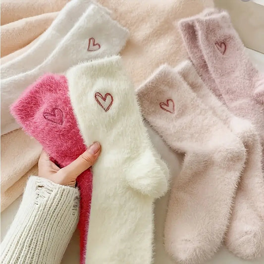 Fuzzy Heart Socks