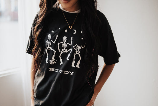 Glow in the Dark Howdy Skeleton Graphic Tee (youth & adult)