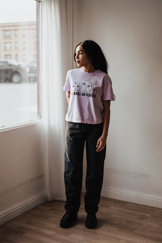 All Bodies are Bootiful Long Crop Graphic Tee
