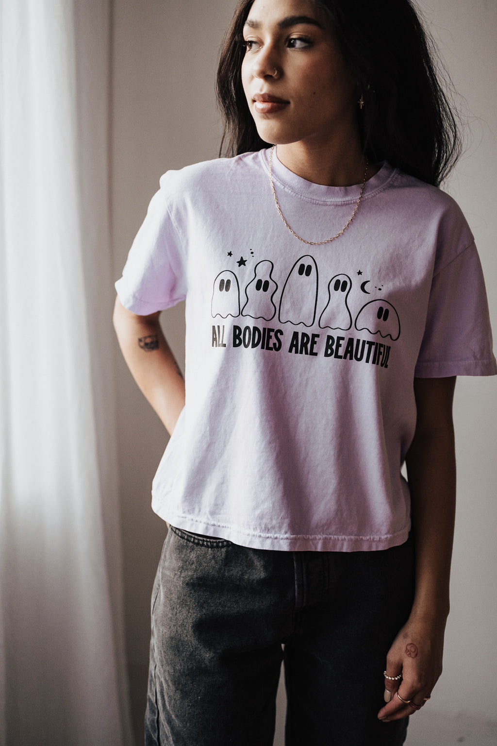 All Bodies are Bootiful Long Crop Graphic Tee