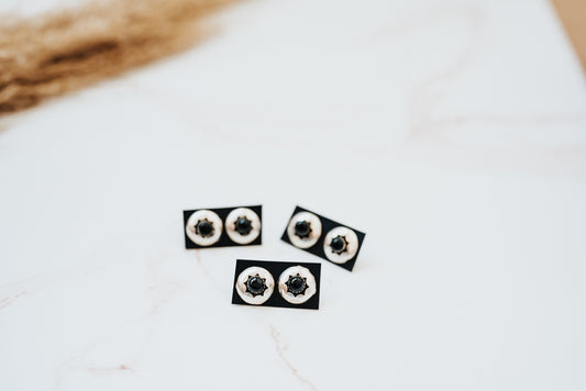 Navajo Onyx Shadow Box Stud Earrings