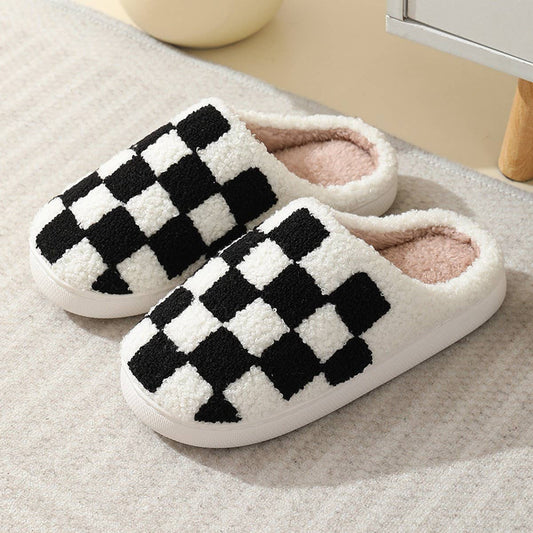 Checkered Black Slippers