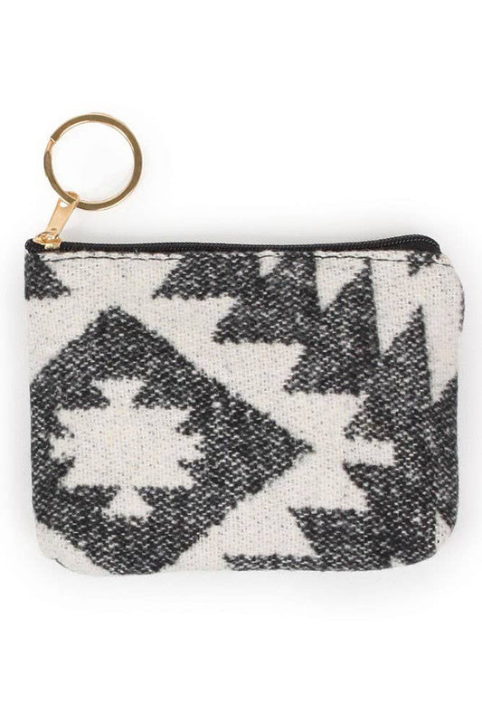 Western Print Coin Purse: Black